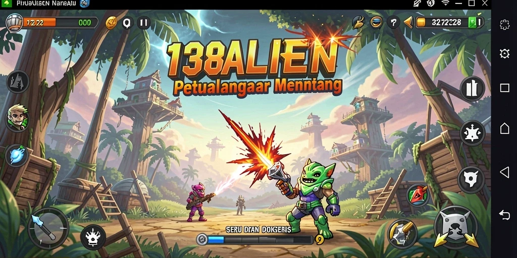 Screenshot gameplay 138ALIEN menampilkan karakter luar angkasa yang melawan rintangan.