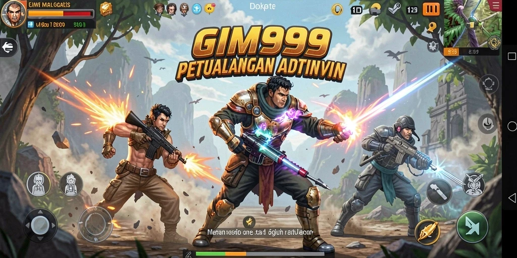 Tampilan seru dari gameplay GIM999 yang penuh aksi.