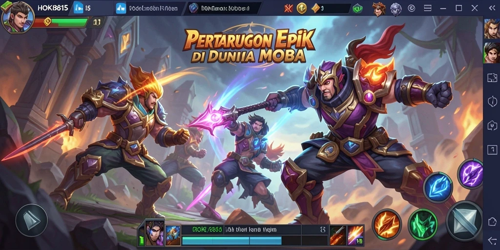 Tangkapan layar HOKI8815 dengan aksi intens MOBA.