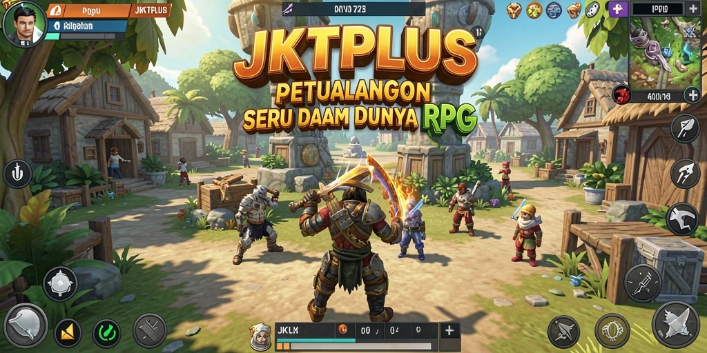 Screenshot gameplay JKTPLUS menampilkan karakter dan pertarungan epik dalam dunia RPG.