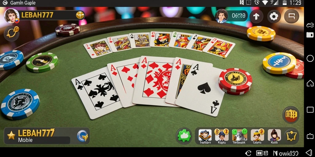 Tampilan gameplay Gaple yang seru dan menantang.
