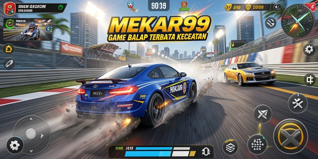 Tampilan balapan seru di MEKAR99 dengan grafik menawan.