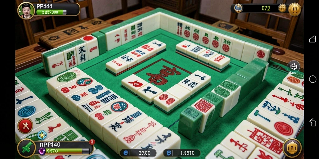 Screenshot utama PP444 menampilkan gameplay Mahjong yang menarik dan penuh strategi.