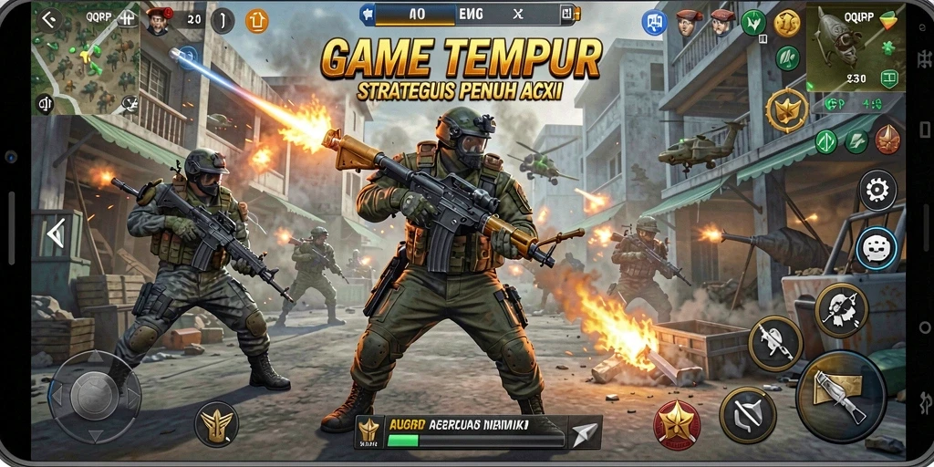 Gameplay seru dalam QQRP dengan aksi tembak menembak yang intens.