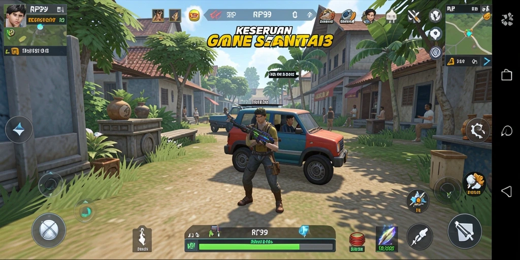 Tampilan gameplay menarik dari RP99 dengan grafis cerah.