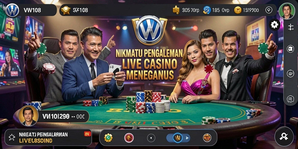 Screenshot gameplay VW108 menampilkan suasana Live Casino yang memukau.